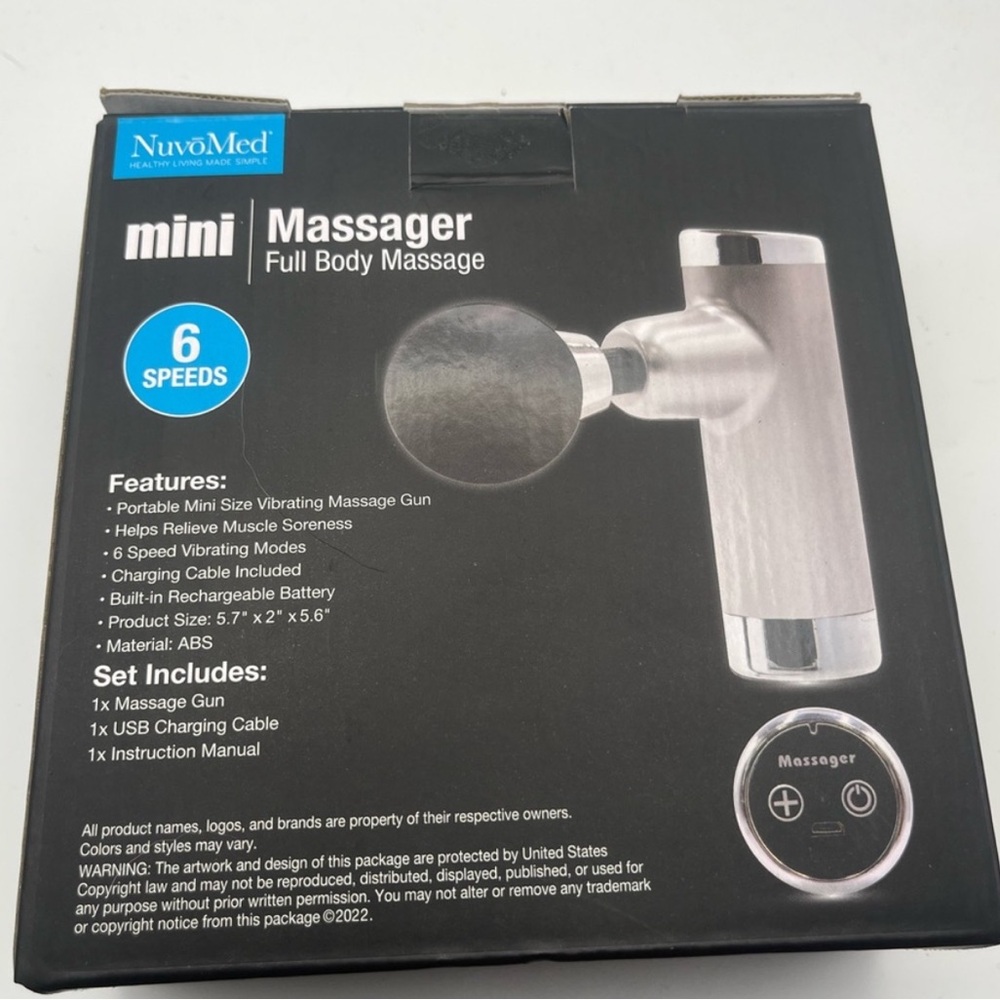 NuvoMed Handheld Mini Massager 6 Speeds, NEW - Picture 4 of 4